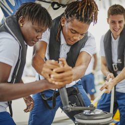 Young people winching