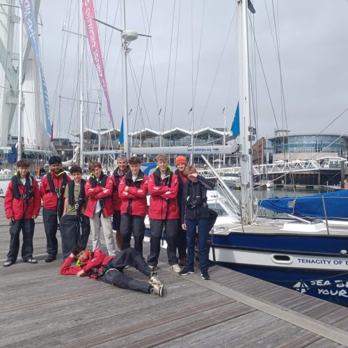 group photo outside the ketch in gunwharf quays