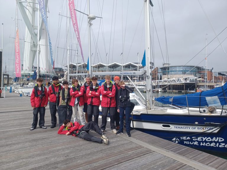 group photo outside the ketch in gunwharf quays