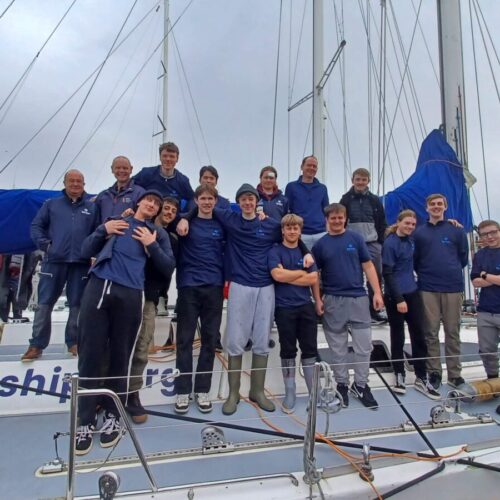 Boys at end of voyage for a group photos