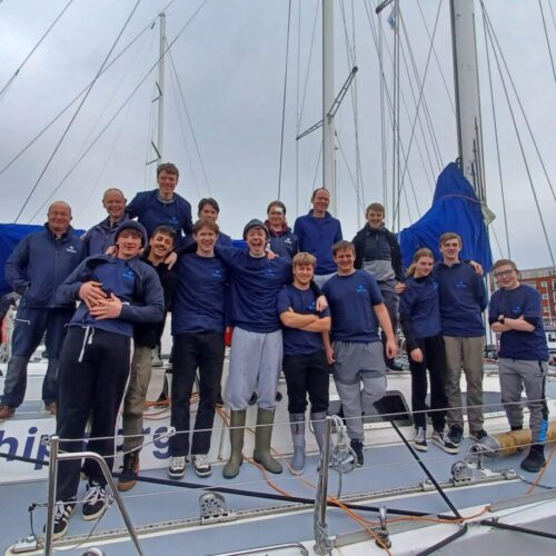 Boys at end of voyage for a group photos