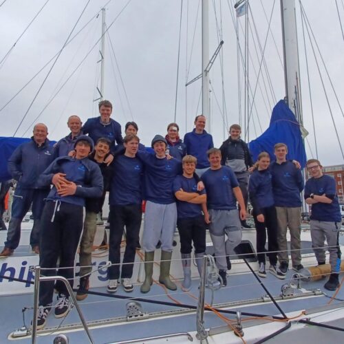 Boys at end of voyage for a group photos