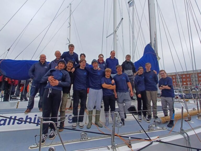 Boys at end of voyage for a group photos